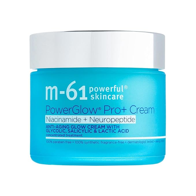 M-61 PowerGlow Pro+ Cream with Niacinamide and Neuropeptide for radiant skin.